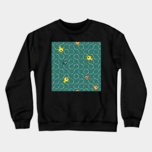 Truchet - curves and fish on sea green Crewneck Sweatshirt